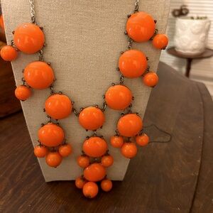 18 in 2 inch extender, vintage, orange bubble necklace. Drop down measures 4 in